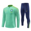 Brasilien Training Sweatshirts Quarter-zip 2024-25 Grüne Für Kinder